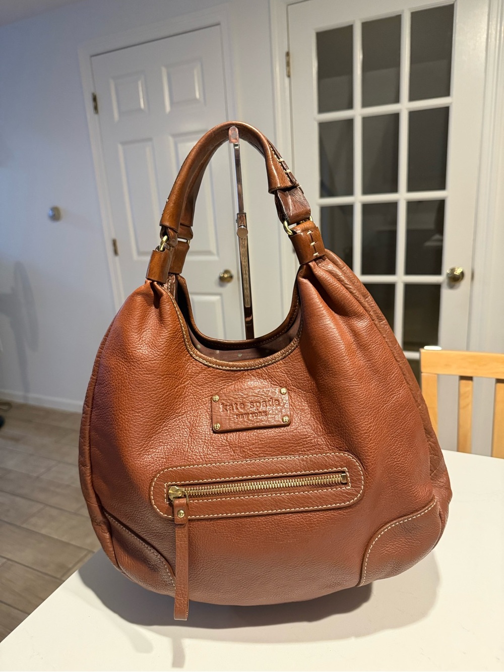 kate spade Cognac Brown Pebbled Leather Hobo Bag